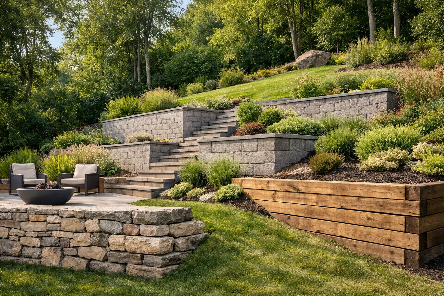 Top Wall Options for Sloped Backyards